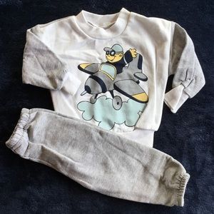 Matching Vintage airplane pilot tracksuit set for baby